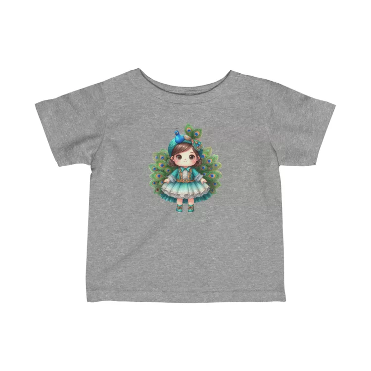 Girl Peacock Illustration T-Shirt for Toddler