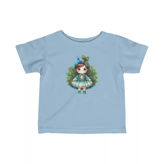 Girl Peacock Illustration T-Shirt for Toddler