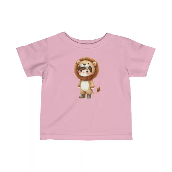 Cute Boy Lion Costume Illustration Infant Fine Jersey Tee