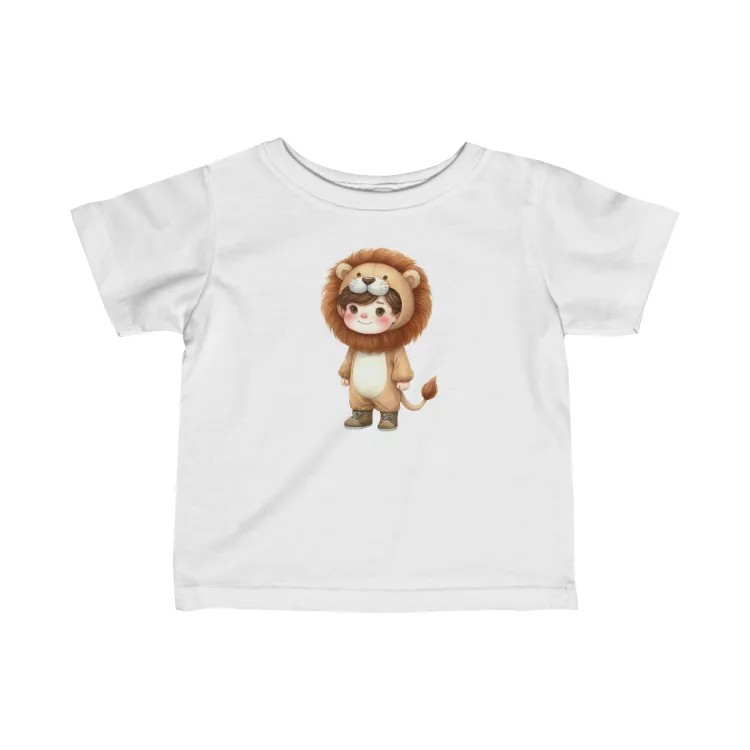 Cute Boy Lion Costume Illustration Infant Fine Jersey Tee