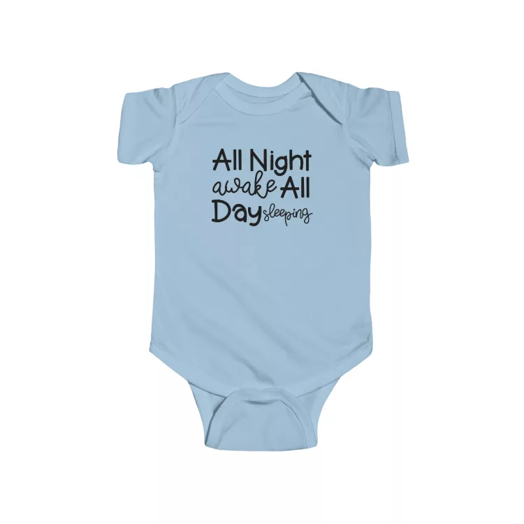 Unisex All Night Awake, All Day Sleeping Baby Bodysuit