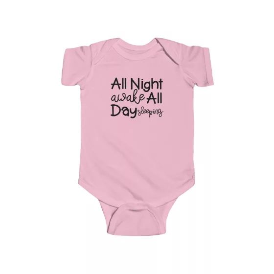 Unisex All Night Awake, All Day Sleeping Baby Bodysuit