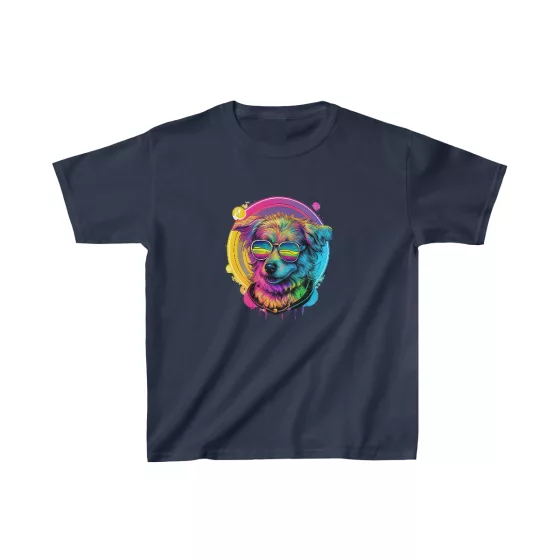 Neon Pup Vibes Kids Heavy Cotton T-Shirt