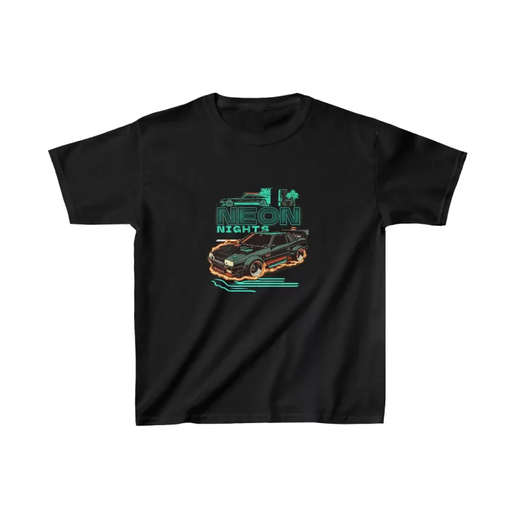 Neon Lights Muscle Racing Car Boy T-Shirt
