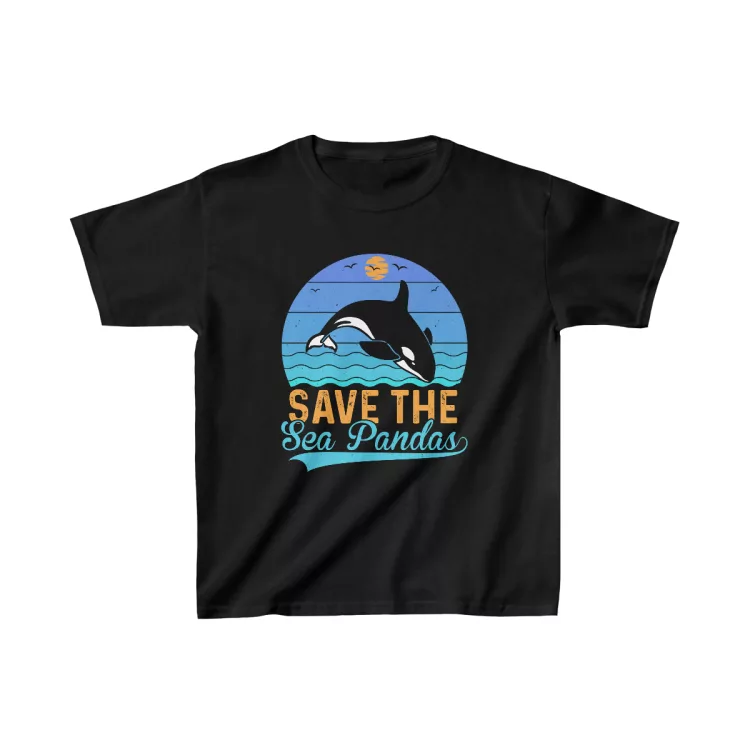 Kids Save the Sea Pandas (Orca Whales) T-Shirt