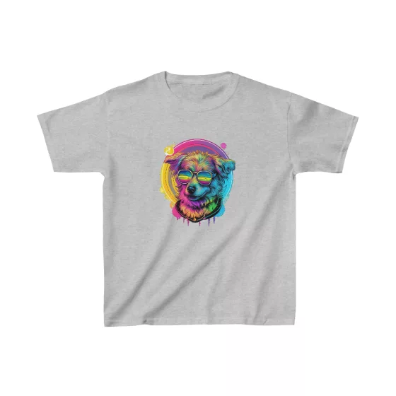 Neon Pup Vibes Kids Heavy Cotton T-Shirt