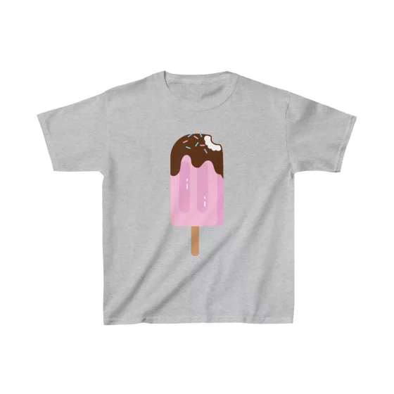 Pink Chocolate Ice Cream Bar Illustration Kids T-Shirt