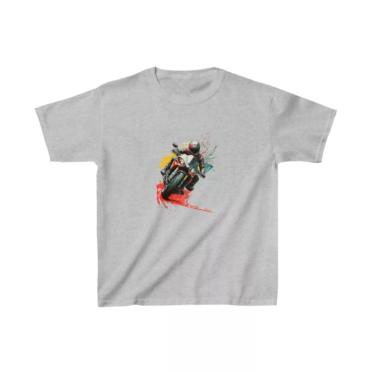 Boy Motorcycle Illustration Splash Colors T-Shirt