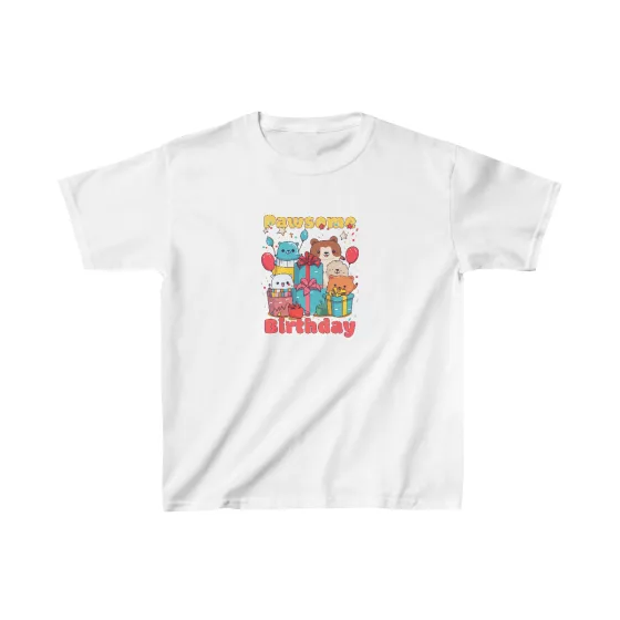 Kids Birthday with Cute Animals Cotton T-Shirt