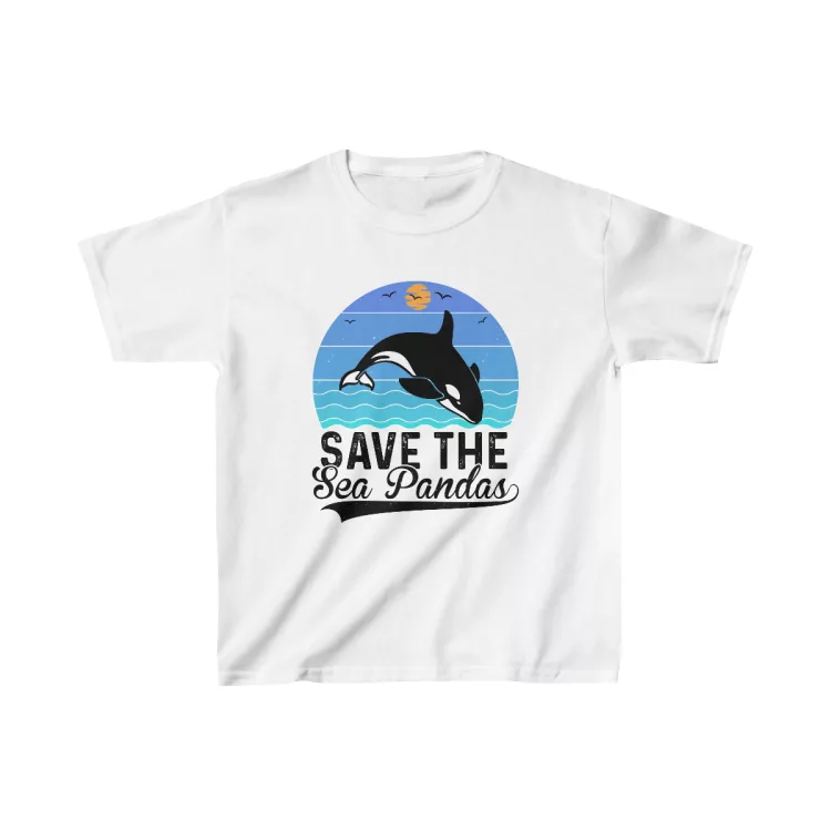 Kids Save the Sea Pandas (Orca Whales) T-Shirt