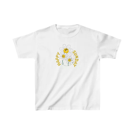 Girls Happy Sunday Flowers T-Shirt