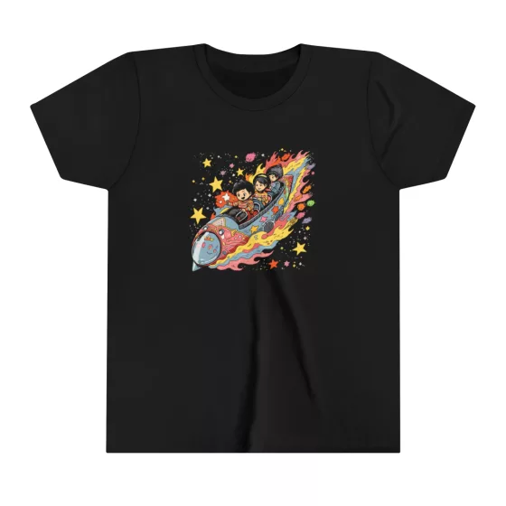 Unisex Youth Short Sleeve Cute Kids Rocket Boat Stars T-Shirt