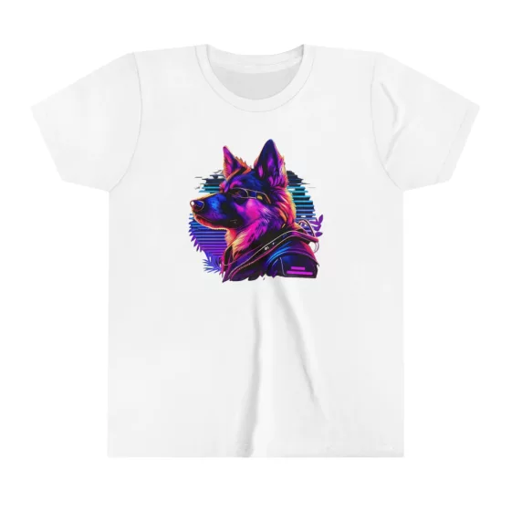 Unisex Youth Short Sleeve T-Shirt Neon Color Dog
