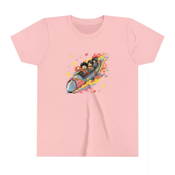 Unisex Youth Short Sleeve Cute Kids Rocket Boat Stars T-Shirt