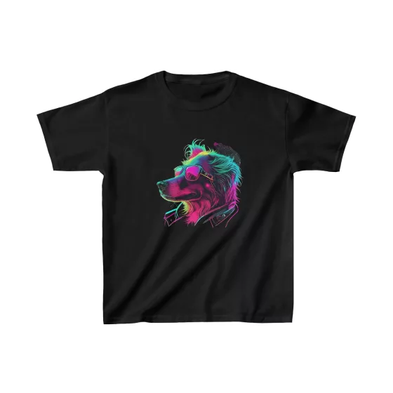 Unisex Neon Colors Dog Profile Kids T-Shirt