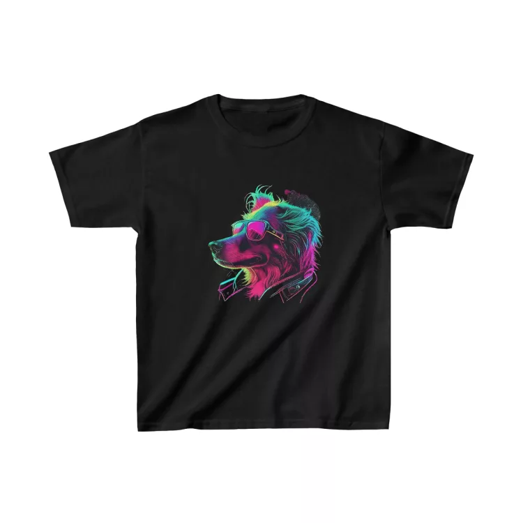 Unisex Neon Colors Dog Profile Kids T-Shirt