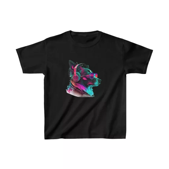 Unisex Dog Neon Face Kids T-Shirt