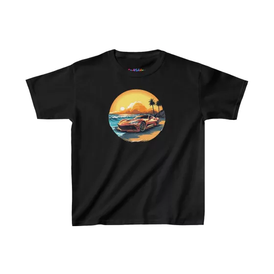 Boy Muscle Car Sunset Kids T-Shirt