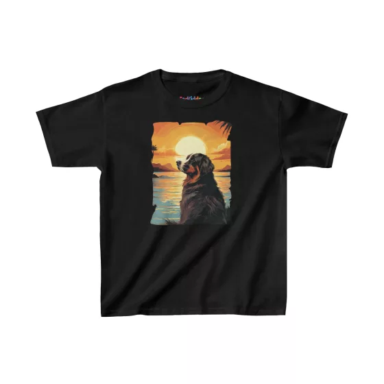 Unisex Colorful Dog During Sunset Illustration Kid T-Shirt