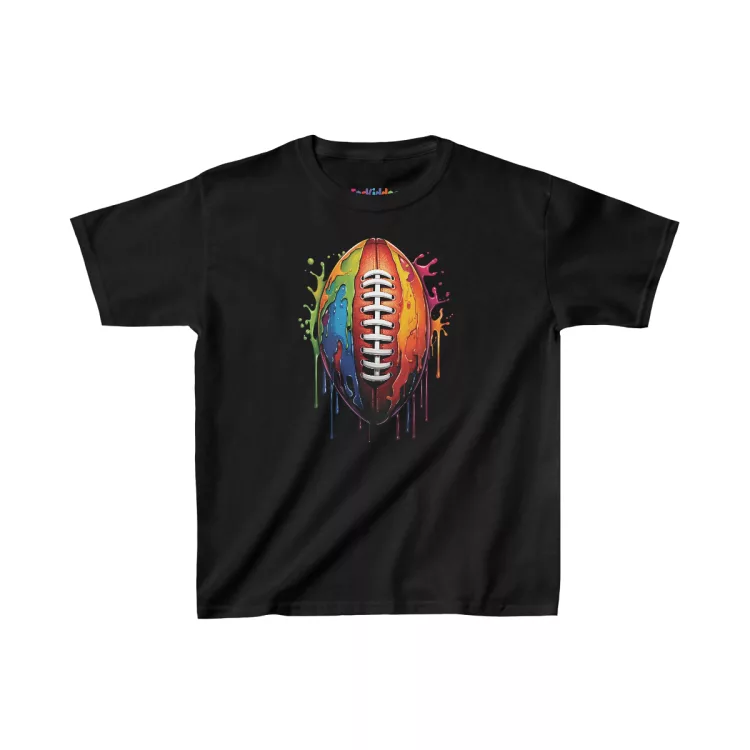 Colorful Football Paint Illustration Kid T-Shirt black