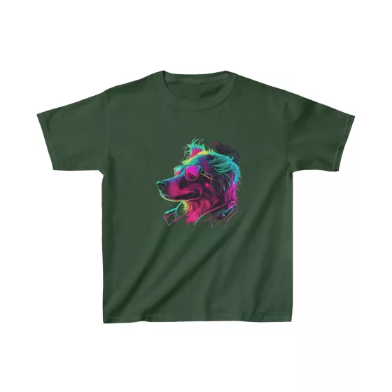 Unisex Neon Colors Dog Profile Kids T-Shirt