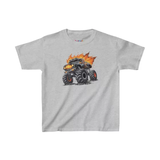 Boy Black Monster Truck Illustration Kid T-Shirt
