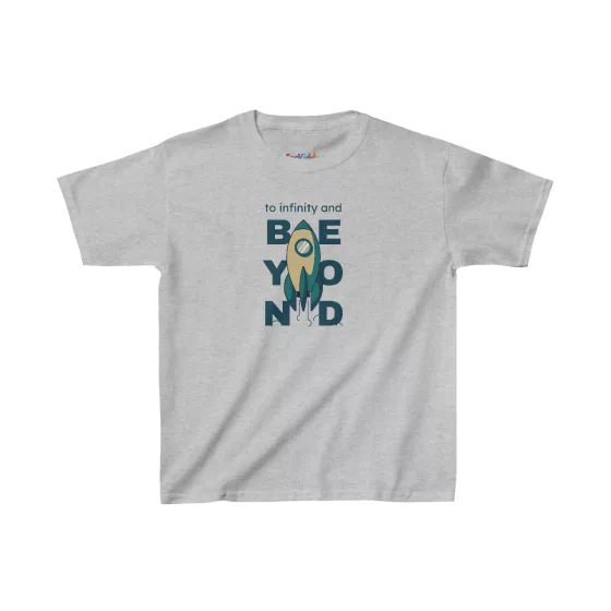 Boys To Infinity and Beyond Rocket Illustration Quote Kid T-Shirt