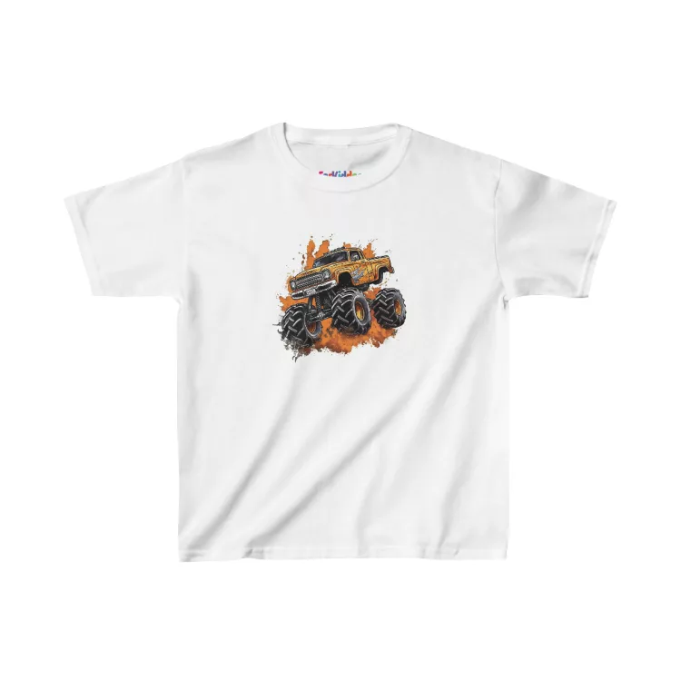 Boy Yellow Monster Truck Illustration Kid T-Shirt