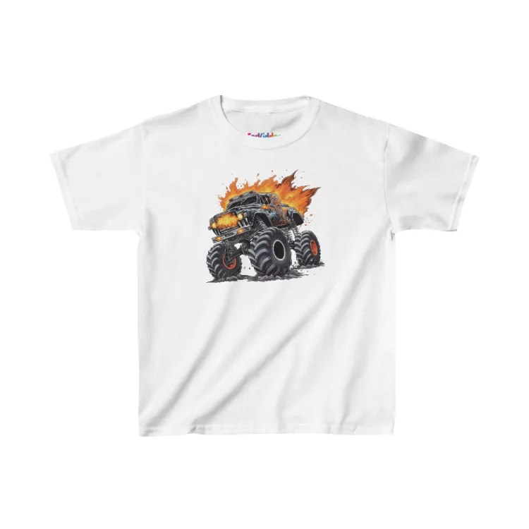 Boy Black Monster Truck Illustration Kid T-Shirt