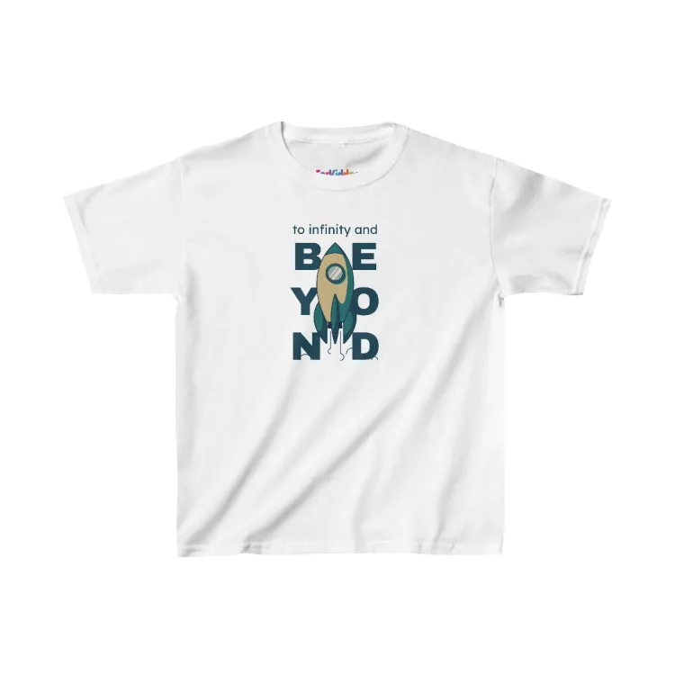 Boys To Infinity and Beyond Rocket Illustration Quote Kid T-Shirt