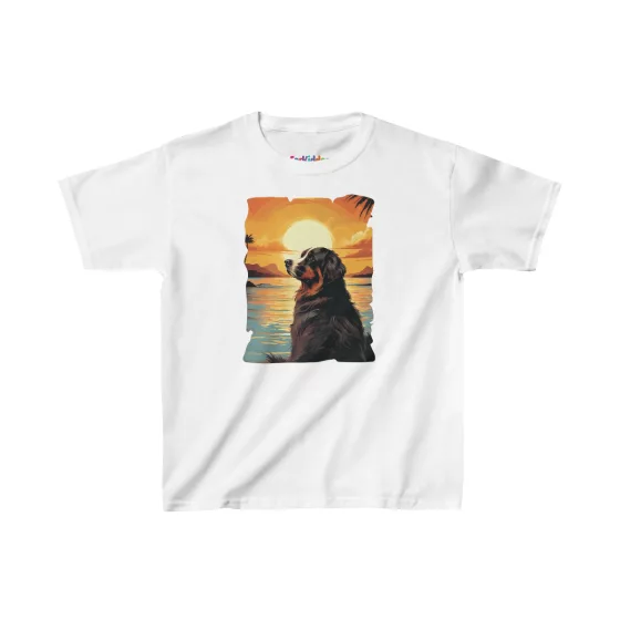Unisex Colorful Dog During Sunset Illustration Kid T-Shirt