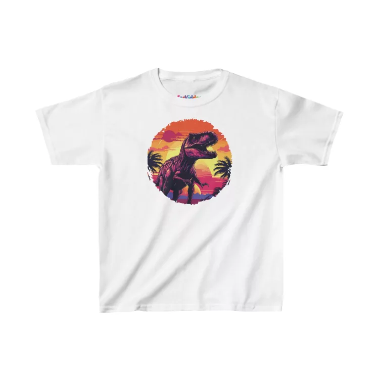 Boys T-Rex Sunset Colorful Modern Illustration Kid T-Shirt