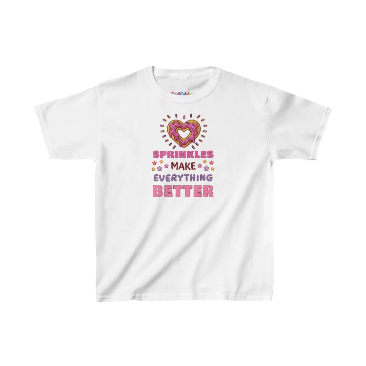 Girls Heart Shaped Doughnut with Sprinkles Kids T-Shirt