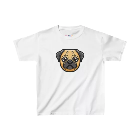 Pug Face Dog Illustration Kid T-Shirt White
