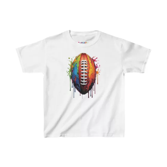 Colorful Football Paint Illustration Kid T-Shirt white
