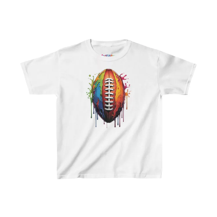 Colorful Football Paint Illustration Kid T-Shirt white