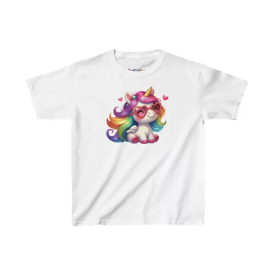 Lovely Girls Unicorn with Sunglasses Kids T-Shirt