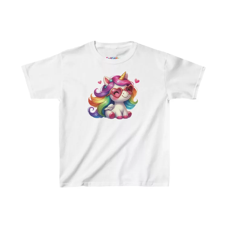 Lovely Girls Unicorn with Sunglasses Kids T-Shirt