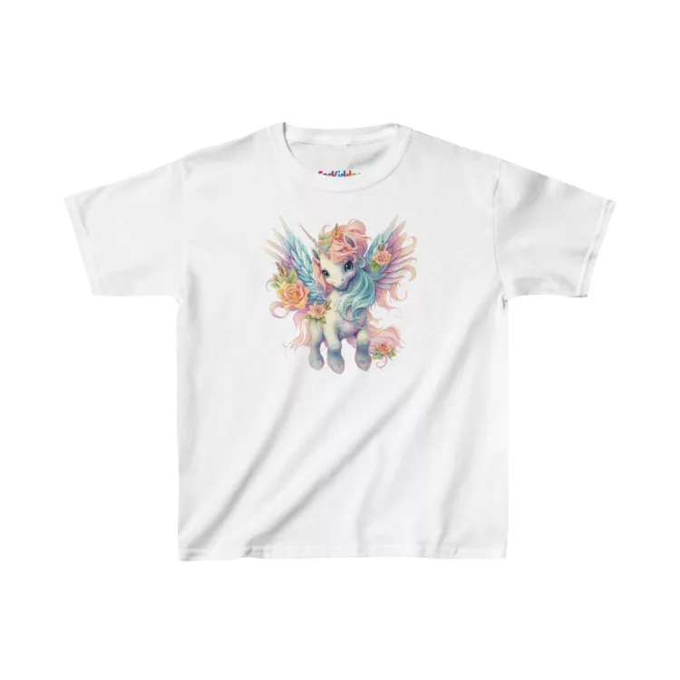 Magical Pegasus Unicorn with Flowers Kids T-Shirt