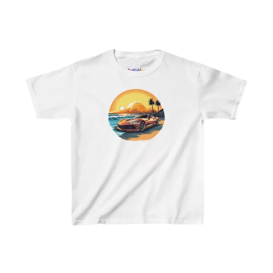 Boy Muscle Car Sunset Kids T-Shirt