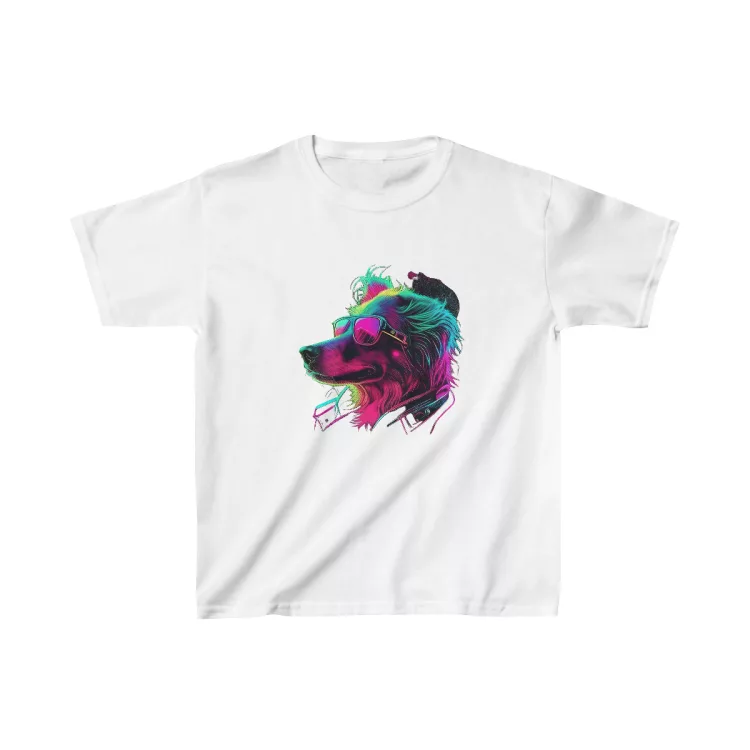 Unisex Neon Colors Dog Profile Kids T-Shirt