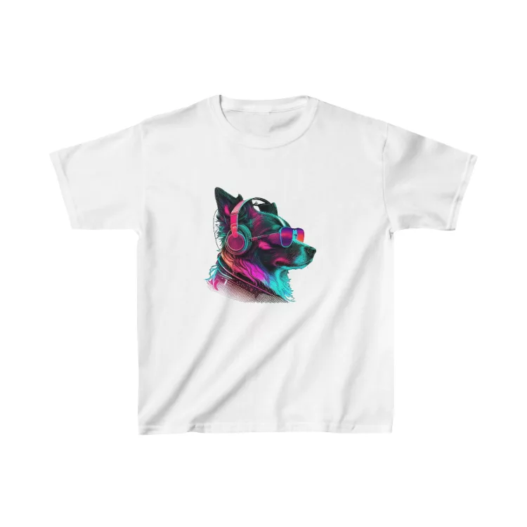 Unisex Dog Neon Face Kids T-Shirt