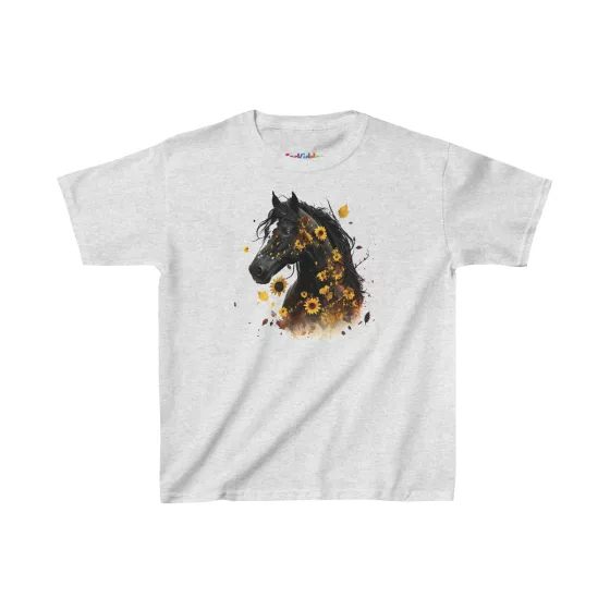 Girl Magical Horse with Flowers Kids T-Shirt