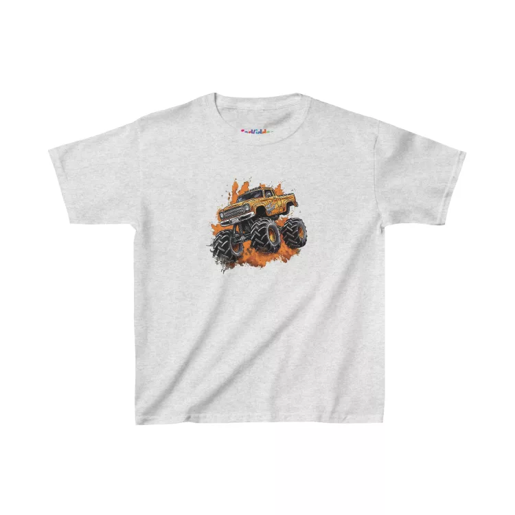 Boy Yellow Monster Truck Illustration Kid T-Shirt