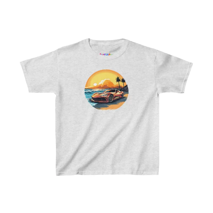 Boy Muscle Car Sunset Kids T-Shirt