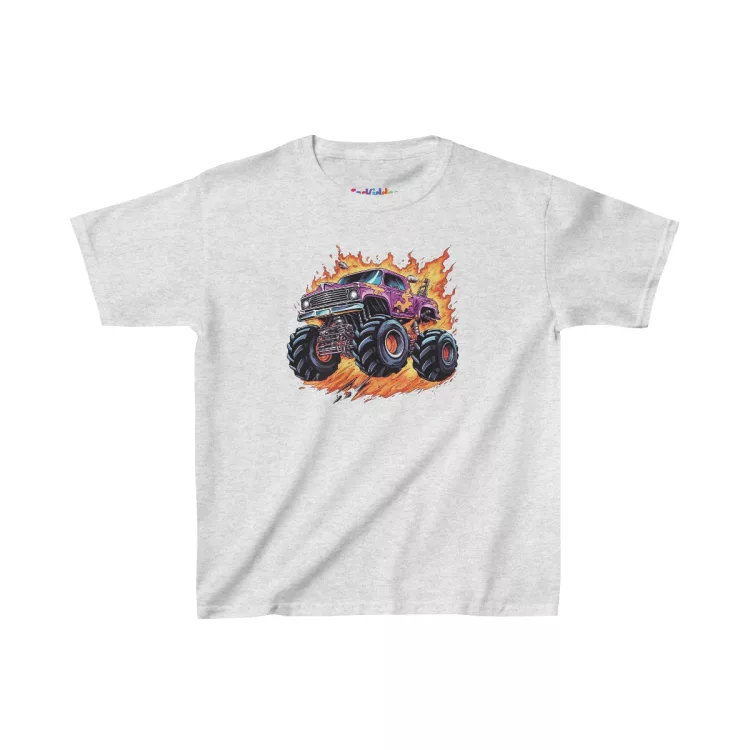 Boy Purple Monster Truck Illustration Kid T-Shirt