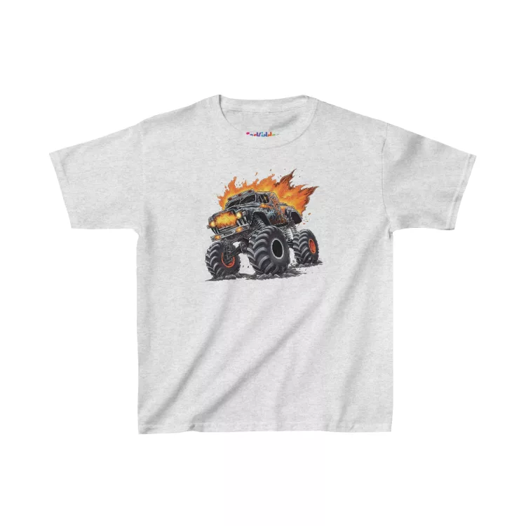 Boy Black Monster Truck Illustration Kid T-Shirt