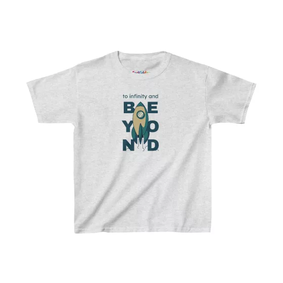 Boys To Infinity and Beyond Rocket Illustration Quote Kid T-Shirt