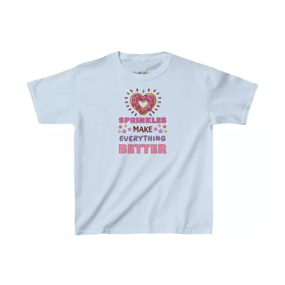 Girls Heart Shaped Doughnut with Sprinkles Kids T-Shirt
