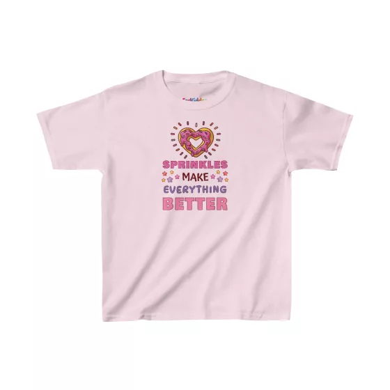Girls Heart Shaped Doughnut with Sprinkles Kids T-Shirt